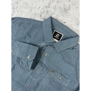 Split brand Men's M long-sleeve button-down shirt blue white pinstripe NWT